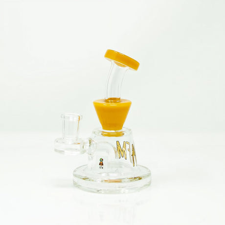 AFM Mini Rig in Orange - 5.5" Compact Borosilicate Glass Dab Rig with 90 Degree Joint and Percolator, Front View