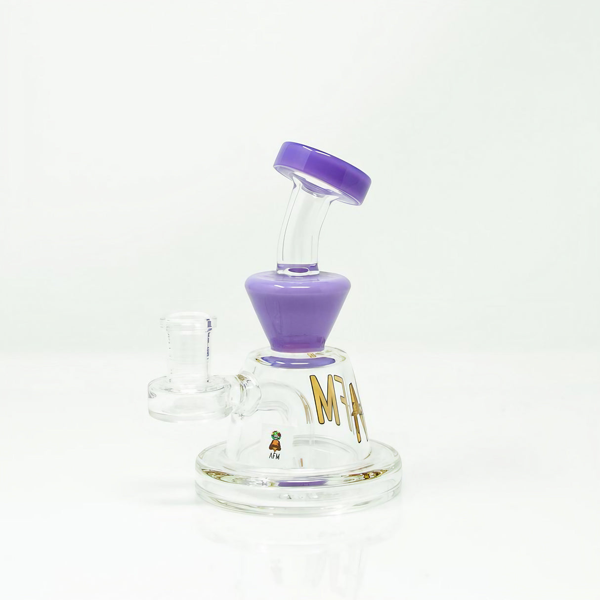AFM Mini Rig in Purple - 5.5" Compact Borosilicate Glass Dab Rig with Percolator, Front View