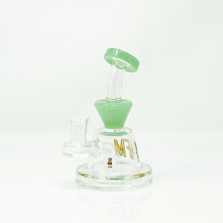 AFM Mini Rig 5.5" in Seafoam, compact borosilicate glass dab rig with percolator, front view on white background