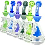 AFM Pyramid Platform Rigs in various colors with slitted pyramid percolator, 9" tall, side view