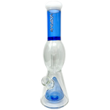 AFM Pyramid UFO Beaker Bong in Blue, 13" with Showerhead Percolator, Front View on White Background