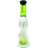 AFM Pyramid UFO Beaker Bong in Slyme Green, 13" Tall with Showerhead Percolator, Front View