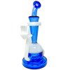 AFM Spaceship Cycler 9" Dab Rig in Blue/White, Front View, with Percolator and 14mm Joint
