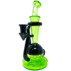 AFM Spaceship Cycler 9" Dab Rig in Lime/Black with Percolator, Front View on White Background