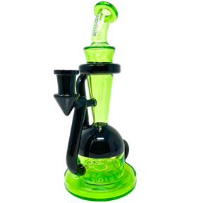 AFM Spaceship Cycler 9" Dab Rig in Lime/Black with Percolator, Front View on White Background