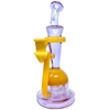 AFM Spaceship Cycler 9" Dab Rig in Purple/Orange with Percolator, Front View on White Background