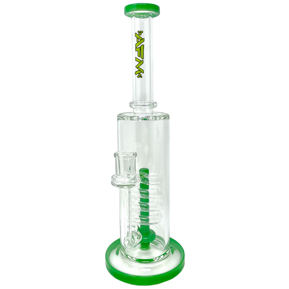 AFM 13" Spiral Waterfall Rig with UFO Percolator, Ideal for Dry Herbs and Concentrates, Front View