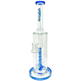 AFM 13" Clear Spiral Waterfall Rig with Blue Accents and Showerhead Percolator, Front View