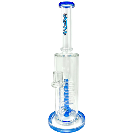 AFM 13" Clear Spiral Waterfall Rig with Blue Accents and Showerhead Percolator, Front View