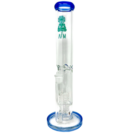 AFM 14" Straight Tube Bong with Double Matrix Perc in Blue - Front View