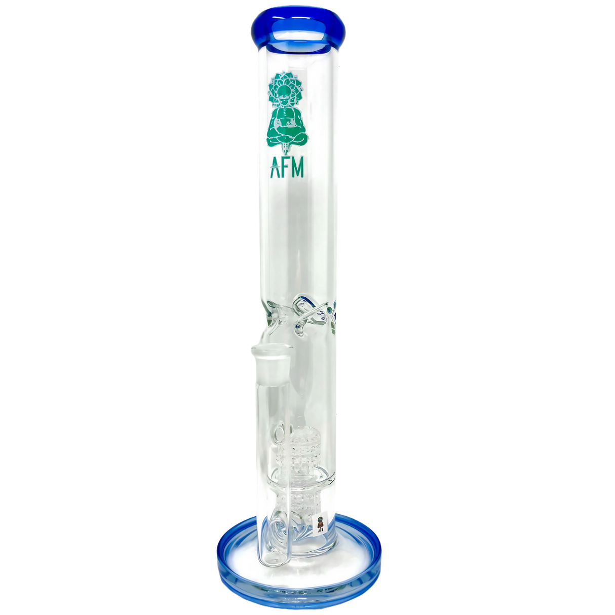 AFM 14" Straight Tube Bong with Double Matrix Perc in Blue - Front View