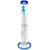 AFM 14" Straight Tube Bong with Double Matrix Perc in Blue - Front View