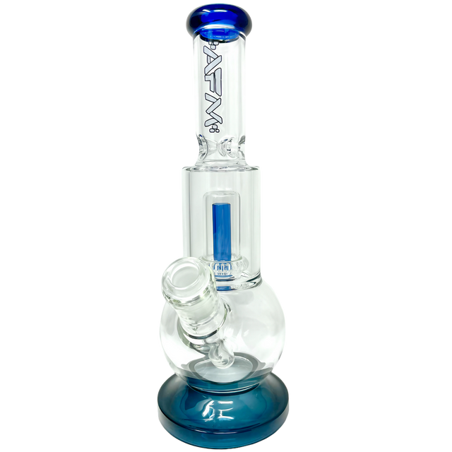 AFM The Bubble Bottom 10" Bong in Blue with Showerhead Percolator, Front View on White Background