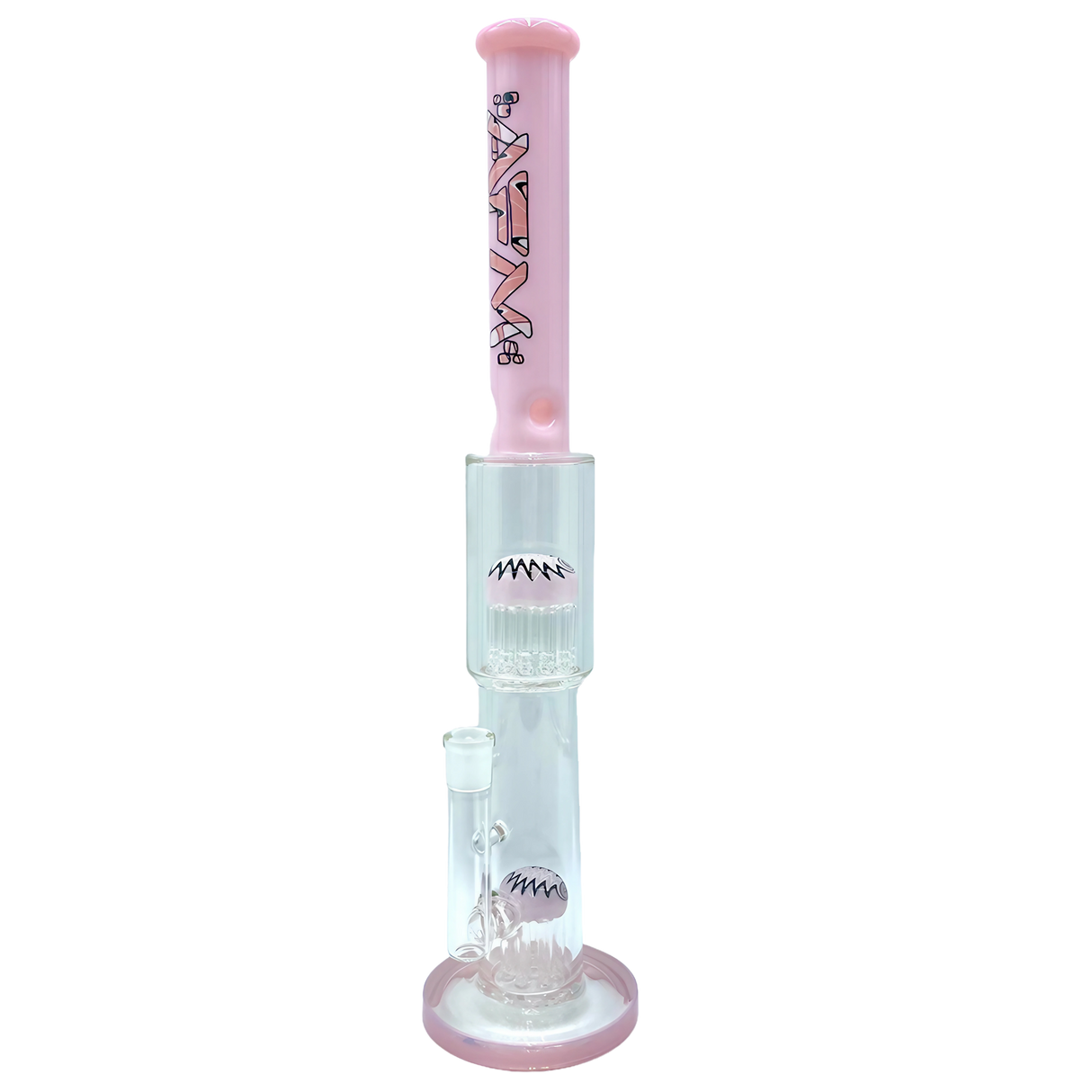 AFM The Double Hitter Reversal 19" Bong in Pink - Front View with Intricate Glasswork