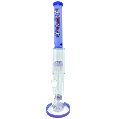 AFM The Double Hitter Reversal 19" Bong in Purple, Front View, Borosilicate Glass for Dry Herbs