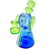 AFM 8" Double Ram Recycler Dab Rig, Clear and Blue Borosilicate Glass, Side View