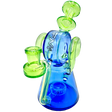 AFM 8" Double Ram Recycler Dab Rig, Clear and Blue Borosilicate Glass, Side View