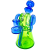 AFM 8" Double Ram Recycler Dab Rig in Clear and Blue, Borosilicate Glass with 14mm Joint