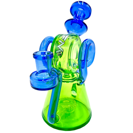 AFM 8" Double Ram Recycler Dab Rig in Clear and Blue, Borosilicate Glass with 14mm Joint