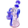 AFM Double Ram Recycler Dab Rig, 8" Clear Borosilicate Glass with Blue Accents, Front View