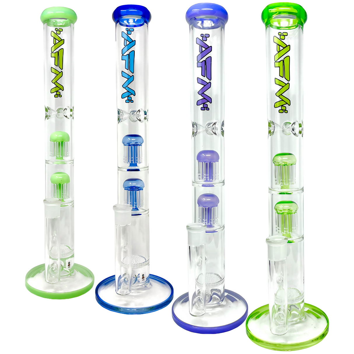AFM The Double Ripper 18" Bongs with Honeycomb Percolator in Assorted Colors Front View
