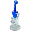 AFM The Drain Incycler in Blue/White - 10" Dab Rig with Showerhead Percolator, 90 Degree Joint, Side View