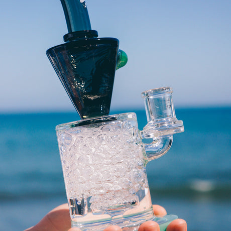 AFM The Drain Incycler Double Color 10" Dab Rig with Showerhead Percolator, Beach Background
