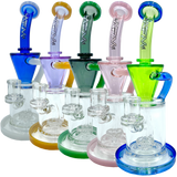 AFM The Drain Incycler Double Color Dab Rigs, 10" with Showerhead/UFO Percolator, Front View