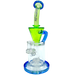 AFM The Drain Incycler Dab Rig in Lime/Blue, 10" with Showerhead Percolator, Front View on White