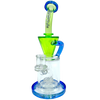 AFM The Drain Incycler Dab Rig in Lime/Blue, 10" with Showerhead Percolator, Front View on White