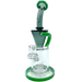 AFM The Drain Incycler Dab Rig in Smokey Green, 10" with Showerhead Percolator, 90 Degree Joint, Front View