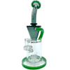 AFM The Drain Incycler Dab Rig in Smokey Green, 10" with Showerhead Percolator, 90 Degree Joint, Front View