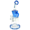 AFM The Drain Recycler Dab Rig, 10.5" with blue accents and in-line percolator, front view on white background