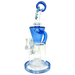 AFM The Drain Recycler Dab Rig, 10.5" with blue accents and in-line percolator, front view on white background