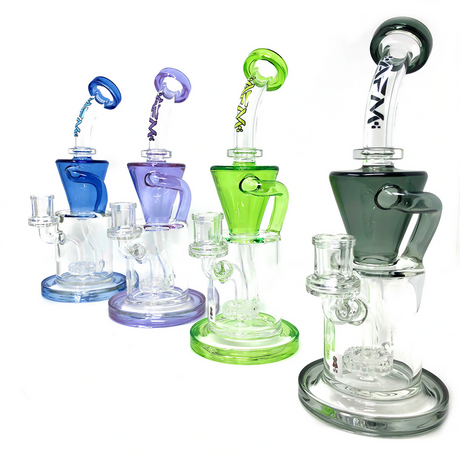 AFM The Drain Recycler Dab Rigs in assorted colors with in-line percolator and glass on glass joint