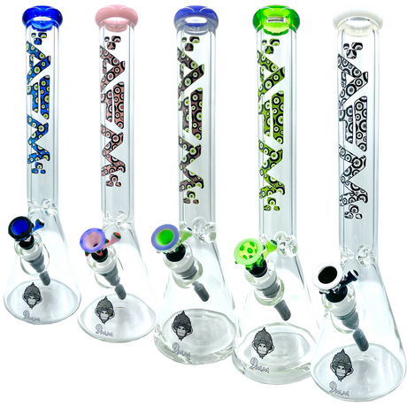 AFM The Evil Eye Beaker Set, 18" heavy wall borosilicate glass bongs with colorful eye designs
