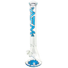 AFM The Flower Monkey 9mm Clear Beaker Bong 18" Front View with Blue Accents