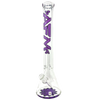 AFM The Flower Monkey 9mm Clear Beaker Bong, 18" Tall with Purple Accents, Front View