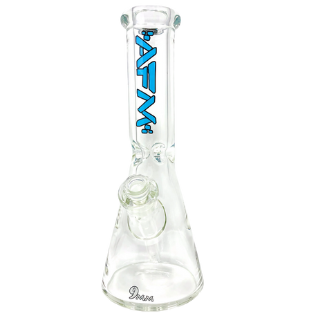 AFM The Heavy Boi 9mm Beaker Bong in Blue, 12" Tall, Thick Borosilicate Glass, Front View