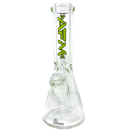 AFM The Heavy Boi 9mm Beaker Bong, 12" Height, Front View on White Background, Thick Borosilicate Glass