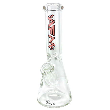 AFM The Heavy Boi 9mm Thick Glass Beaker Bong in Pink - 12" Tall, Front View