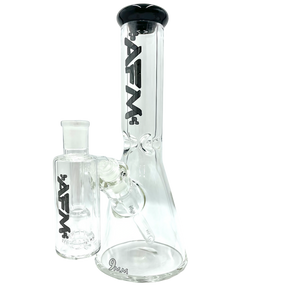 AFM The Heavy Boi 9mm Thick Beaker Bong Set in Black, 12" with Deep Bowl and Heavy Wall