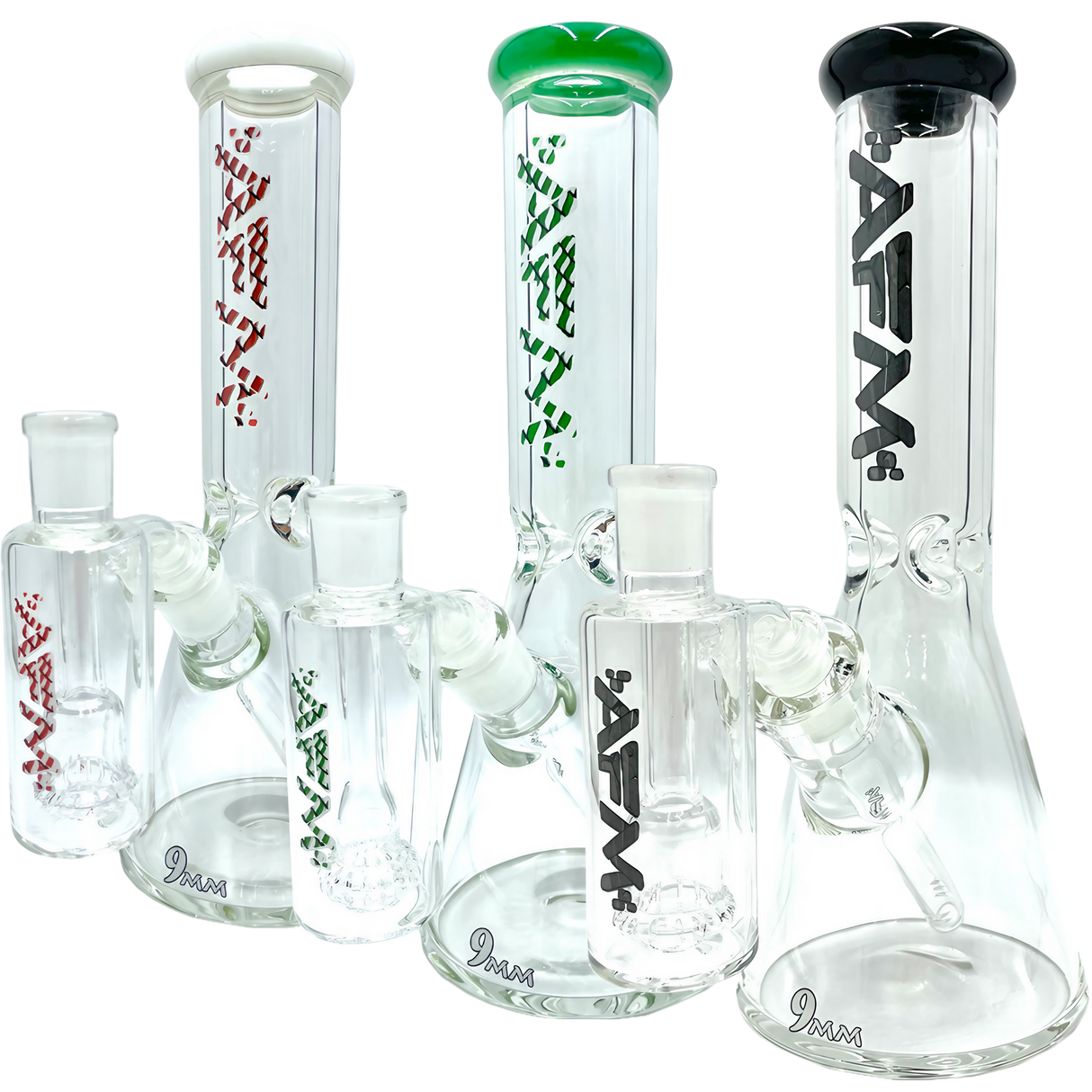 AFM The Heavy Boi 9mm Beaker Bongs, 12" with Thick Glass, Front View on White Background