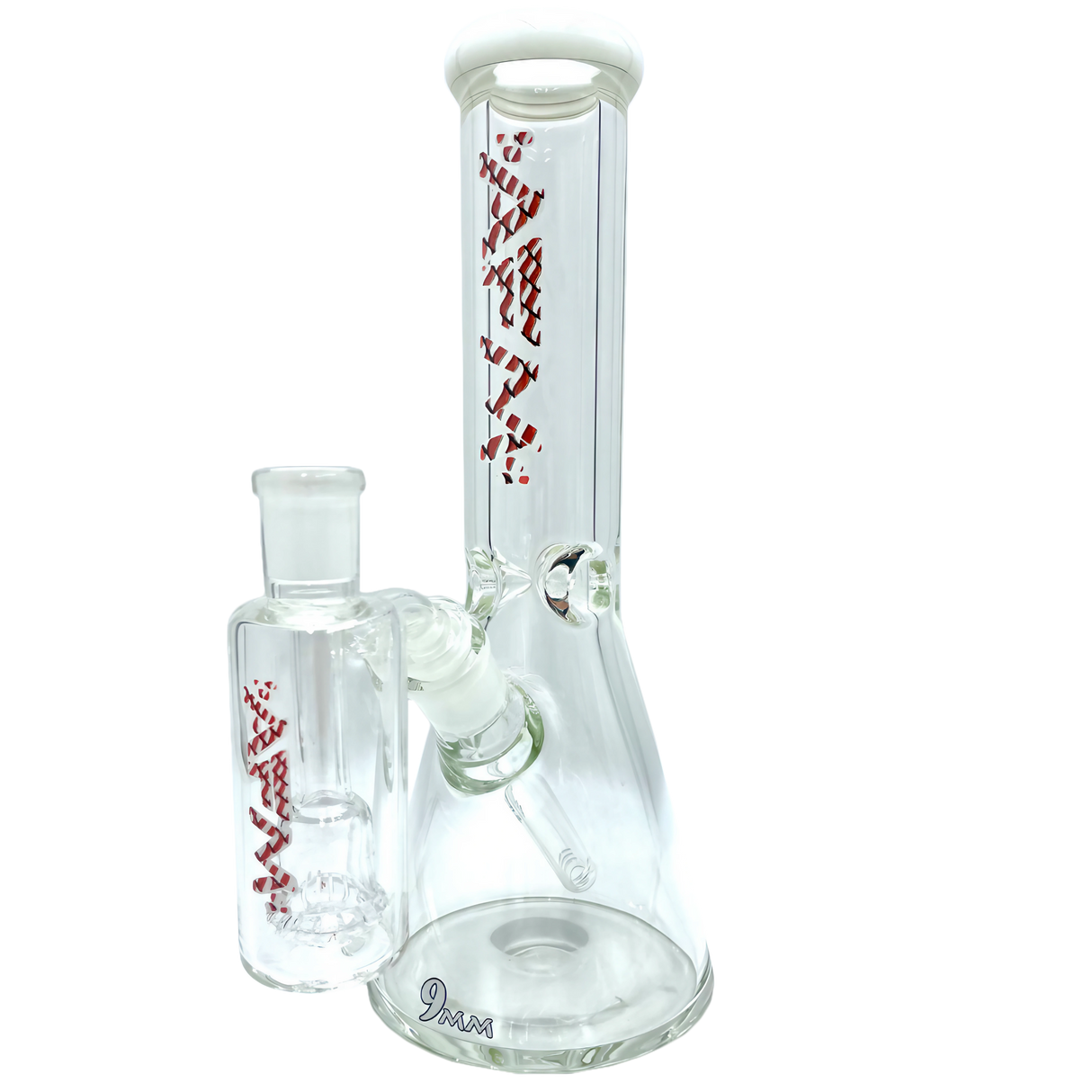 AFM The Heavy Boi 9mm Thick Glass Beaker Bong Set, 12" with Deep Bowl - Front View on White
