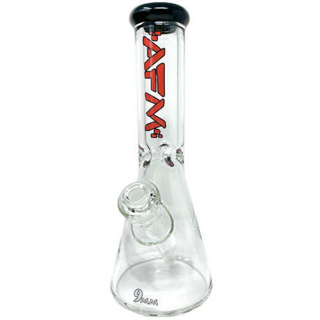AFM The Heavy Boi 12" Beaker Bong with Colored Lip, 9mm Thick Borosilicate Glass, Front View