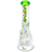 AFM The Heavy Boi Beaker Bong with Lime Colored Lip, 12" Tall, 9mm Thick Borosilicate Glass, Front View