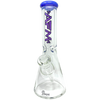 AFM The Heavy Boi Beaker Bong with Purple Lip, 9mm Thick Glass, 12" Tall, Front View