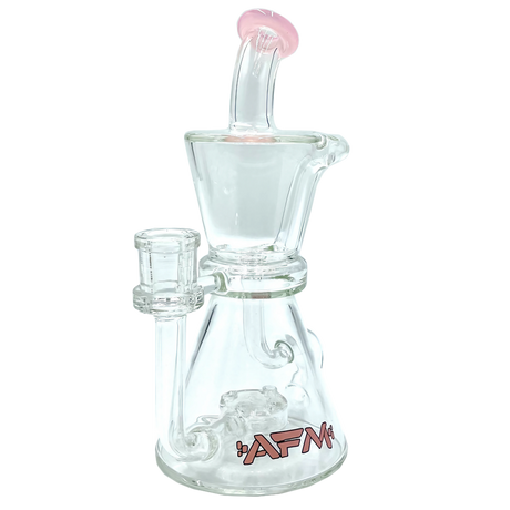 AFM The Hour Glass Recycler Dab Rig in Pink, 8.5" with Borosilicate Glass and Recycler Percolator - Front View