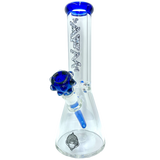 AFM The Icebreaker Beaker Bong 12" Clear Borosilicate Glass with Blue Accents Front View