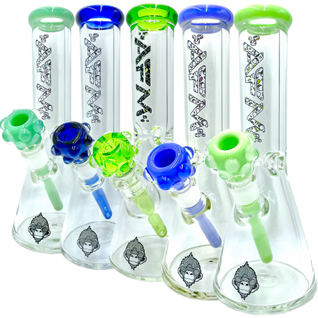 AFM The Icebreaker Beaker Set - 12" Clear Borosilicate Glass Bongs with Heavy Wall